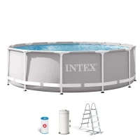 Piscina Desmontable Redonda Intex Prisma Frame con Depuradora, 366x99 Cm, Gris(m-1)