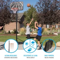 Canasta de Baloncesto Ultrarresistente Altura Regulable 229-305 Cm, Negro(m-3)