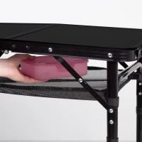 Mesa Plegable Camping Maletín Ajustable 27-56 Cm Antideslizante, 45x7x30 Cm, Negra(m-5)