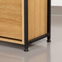 Zapatero Recibidor 3 Cajones Estilo Industrial, 60x24x132 Cm, Negro y Madera(m-6)