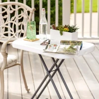 Mesa Auxiliar Plegable Regulable en 3 Alturas, 66x46x61-71 Cm, Blanca(m-7)