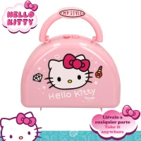 Maletín de Maquillaje Hello Kitty Infantil con 5 Compartimentos, 29,5x30,5x4 Cm, Rosa(m-4)