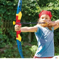 Set Tiro con Arco CB Toys, Arco 70 Cm y 3 Flechas con Ventosa, 22x4x70,5 Cm, Azul, Amarillo y Rojo(m-7)
