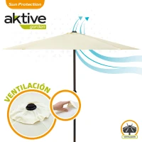 Sombrilla Hexagonal para Terraza Aktive, 250x240x3,4 Cm, Blanco(m-3)