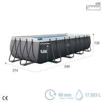Piscina Desmontable Rectangular Ultra XTR INTEX con Depuradora 5.700 L/h, 549x274x132 Cm, Azul/Gris(m-4)