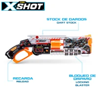 Pistola Dardos X-Shot Lock Blaster Bloqueo QR Cañón 8 Dardos, 60x6,5x29 Cm, Multicolor(m-5)