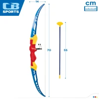 Set Tiro con Arco CB Toys, Arco 70 Cm y 3 Flechas con Ventosa, 22x4x70,5 Cm, Azul, Amarillo y Rojo(m-5)