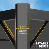 Outsunny Pérgola de Jardín 3x4 m con Protección UPF 50+ Gazebo con Techo Ajustable Estructura de Metal para Exterior Gris Oscuro(m-5)