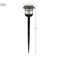 Pack 2 Focos Solares LED Luz Cálida con Estaca, 13x13x55 Cm, Negro(m-4)