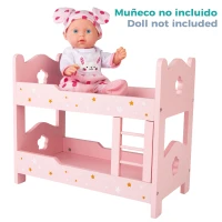 Litera de Madera para Muñecas Doble con Escalera, 31x16x26 Cm, Rosa Palo(m-3)