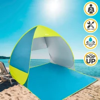 Tienda de Playa Pop Up Montaje Instantáneo, 140x160x110 Cm, Azul y Verde(m-2)
