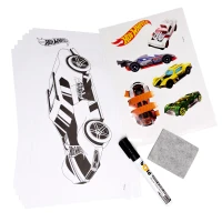Pizarra Caballete Hot Wheels con Rotulador y Pegatinas, 57,5x7,5x61,0 Cm, Naranja y Azul(m-7)