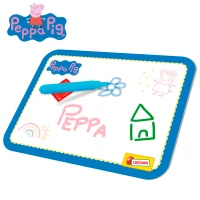 Mesa Infantil Peppa Pig con Pizarra, 10 Juegos Educativos y Almacenamiento, 59x13x39 Cm, Rosa y Azul(m-5)