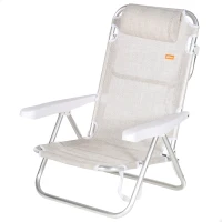 Silla Plegable Multiposición con Cojín, 48x46x84 Cm, Beige(m-1)