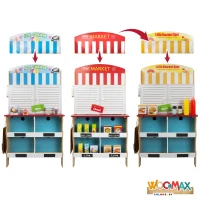 Cocinita Heladería de Madera 2 en 1 con 25 Accesorios, 59,7x39,4x108,6 Cm, Madera Natural(m-5)