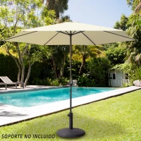 Parasol Hexagonal con Manivela y Techo Ventilado, 300x300x245 Cm, Crema(m-2)