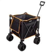 Carro Playa Aktive Plegable Estructura de Acero Ruedas 360º Desmontables 80 Kg, Negro(m-1)