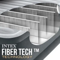 Colchón Hinchable Doble Dura-Beam Deluxe Fiber-Tech con Bomba Eléctrica, 152x203x46 Cm, Gris(m-7)