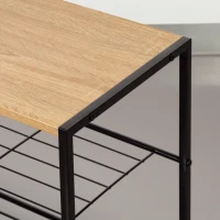 Zapatero Metálico 4 Estantes, 63x30x63 Cm, Negro y Madera(m-5)