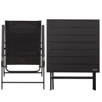 Conjunto Plegable de Jardín 3 Piezas con Mesa Cuadrada 75x75x70 Cm / 2 Sillas 47x64x95 Cm, Negro(m-2)