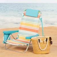Silla Plegable Playa Aluminio Ligero 5 Posiciones, 48x48x75 Cm, Multicolor(m-2)