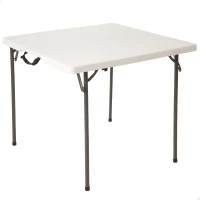 Mesa Cuadrada Plegable Polietileno 38 Mm, 86x86x74 Cm, Blanco(m-1)