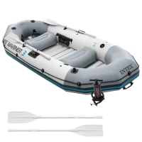 Barca Inflable Mariner 3 para 3 Personas con 2 Remos, 297x127x46 Cm, Gris(m-1)