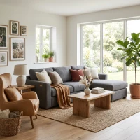HOMCOM Ecksofa 192 cm L-Form 3-Sitzer Sofa mit umkehrbarer Chaiselongue, Cord-Optik, für kleinen Raum, Dunkelgrau(m-4)