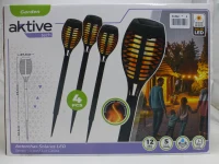 Pack 4 Antorchas Solares Efecto Llama, 12 LEDs, Ø7,5x50 Cm, Negro(m-8)