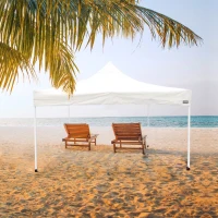 Cenador Plegable Ajustable con Estructura de Acero, 300x300x220/320 Cm, Blanco(m-2)