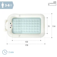 Colchón Hinchable Infantil Osito con Colchón Extraíble Fiber-Tech, 114x178x71 Cm, Crema(m-4)
