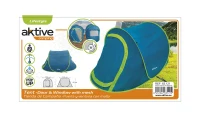 Tienda Pop-Up Aktive 2 Personas Doble Techo y Mosquiteras, 71x3x74 Cm, Azul(m-10)