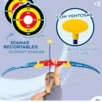 Set Tiro con Arco CB Toys, Arco 70 Cm y 3 Flechas con Ventosa, 22x4x70,5 Cm, Azul, Amarillo y Rojo(m-3)