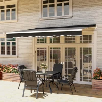 Outsunny Garden Retractable Awning - Black(m-10)