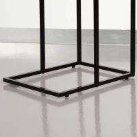Mesa Auxiliar en Forma de C Estilo Industrial con Estructura de Acero y Tablero, 40x30x66 Cm, Negro(m-5)