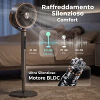 HOMCOM Ventilatore a Piantana a 12 Velocità con Telecomando e Display LED, Timer 12H e Altezza Regolabile, Grigio(m-5)