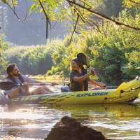 Kayak Hinchable Explorer K2 con 2 Remos, 312x91x51 Cm, Amarillo y Gris(m-3)