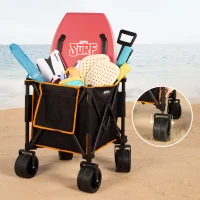 Carro Playa Aktive Plegable Estructura de Acero Ruedas 360º Desmontables 80 Kg, Negro(m-3)