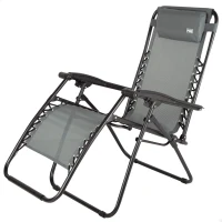 Silla Plegable Jardín Gravedad Cero 2 Posiciones, 86,5x13,5x67,0 Cm, Gris(m-1)