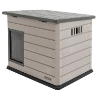 Caseta para Perro Ultrarresistente con Techo Abatible, 120x97x97 Cm, Gris(m-1)