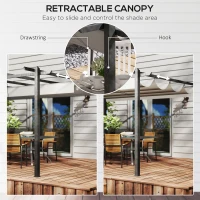 Outsunny 4 x 3m Aluminium Pergola with Retractable Roof, Modern Outdoor Gazebo Canopy Shelter for Patio Lounge, Garden Dining & Outdoor Living, Grey(m-5)
