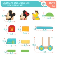 Tren de Madera Disney Woomax, 14 Piezas y 3 Vagones, 36x10x11,5 Cm, Madera Natural(m-5)