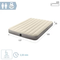 Colchón Hinchable Dura-Beam con Tecnología Fiber-Tech, 137x191x25 Cm, Crema(m-4)