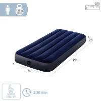 Colchón Hinchable Individual Fiber-Tech Classic Downy, 76x191x25 Cm, Gris(m-4)