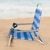 Silla Plegable de Playa Aktive, Ultraligera con Asa de Hombro, 54x8x52 Cm, Azul y Blanco(m-5)