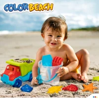 Set de Playa Camión Articulado con Cubo, 30x16x20 Cm, Multicolor(m-2)