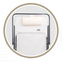Silla Hamaca Plegable Multiposición con Cojín y Asa, 53x78x87 Cm, Blanco(m-6)