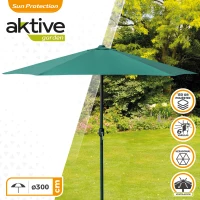 Parasol Hexagonal Aktive Garden Mástil 48 Mm Ø300 Cm, Verde(m-2)