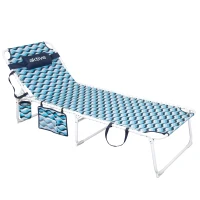 Tumbona Playa Plegable Multiposición, 200x70x88 Cm, Azul(m-1)
