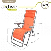 Silla Tumbona Gravedad Cero Plegable con Cojín, 160x52x76 Cm, Naranja(m-4)